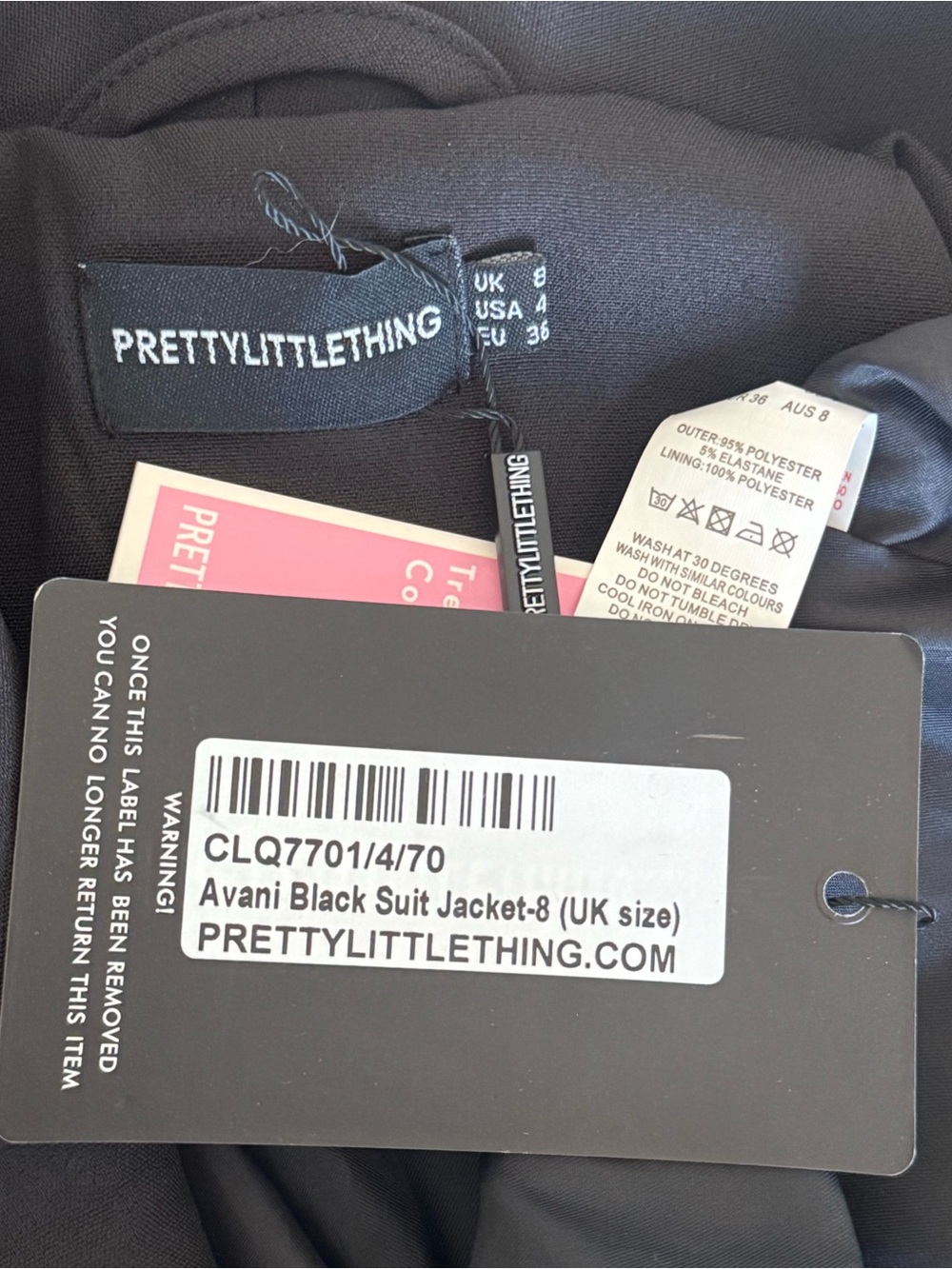 PrettyLittleThing | Women’s Avani Cinched Black Blazer Suit Jacket - Picture 3 of 3